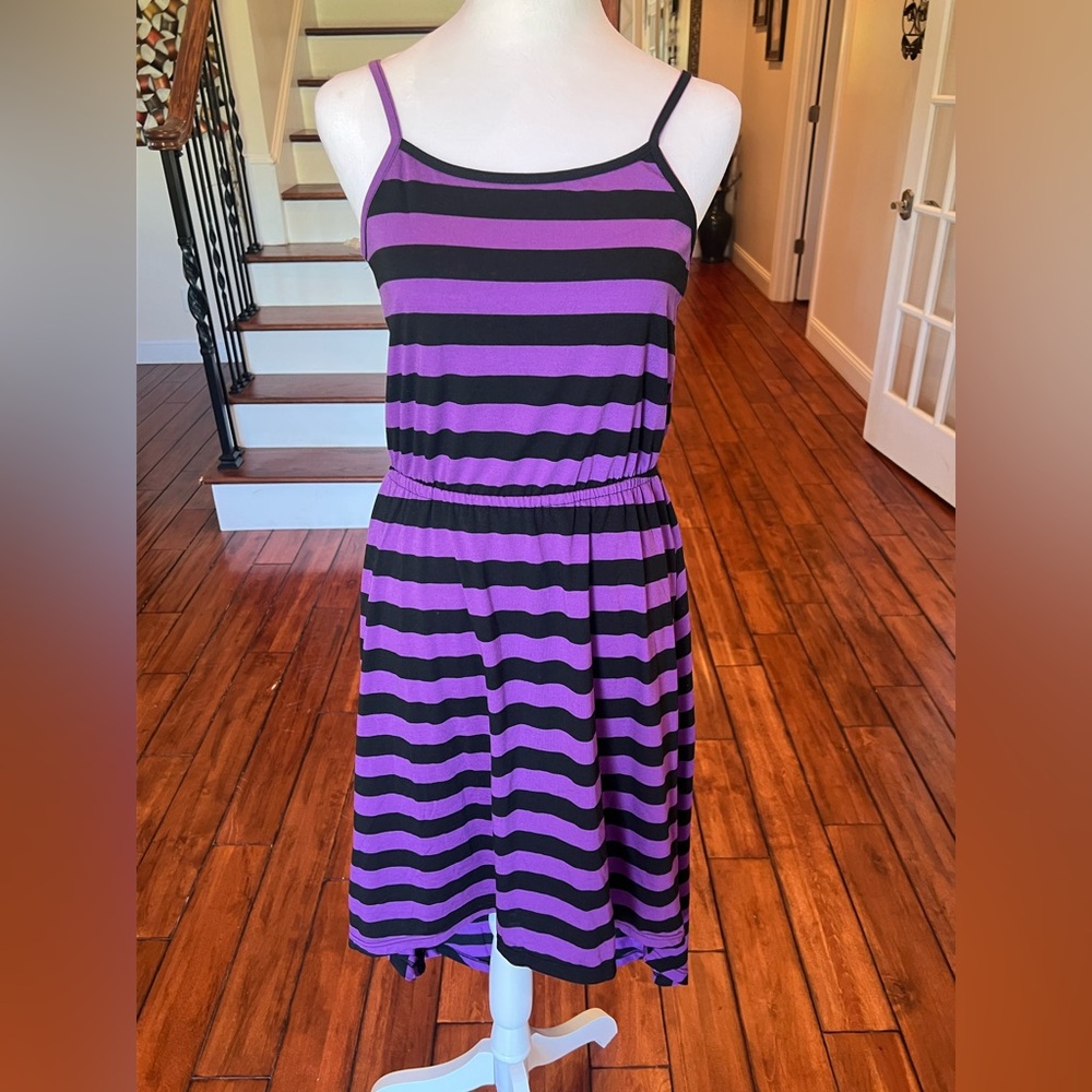 Purple and Black Striped Dress